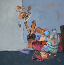 Voir Nature Morte au Flacon - 100x100 - huile sur toile